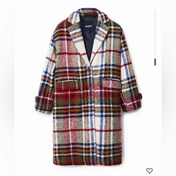 NWT, DESIGUAL, long tartan coat XS - Picture 1 of 11